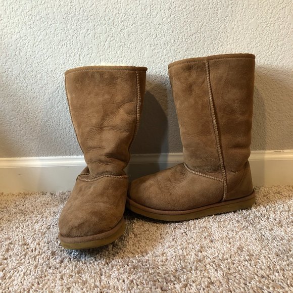 Cozie Steps Tall Genuine Sheepskin Boots Color/Chestnut Size/W8 - Picture 4 of 9